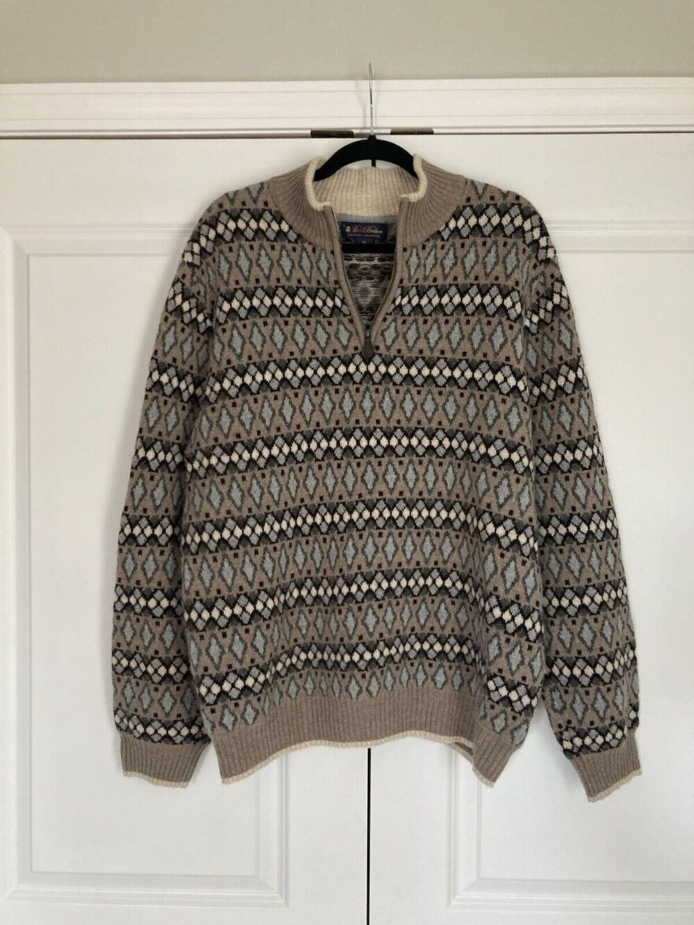 Brooks Brothers Half Zip Scottish Lambswool Sweater XL Gorpcore Preppy Grandpa